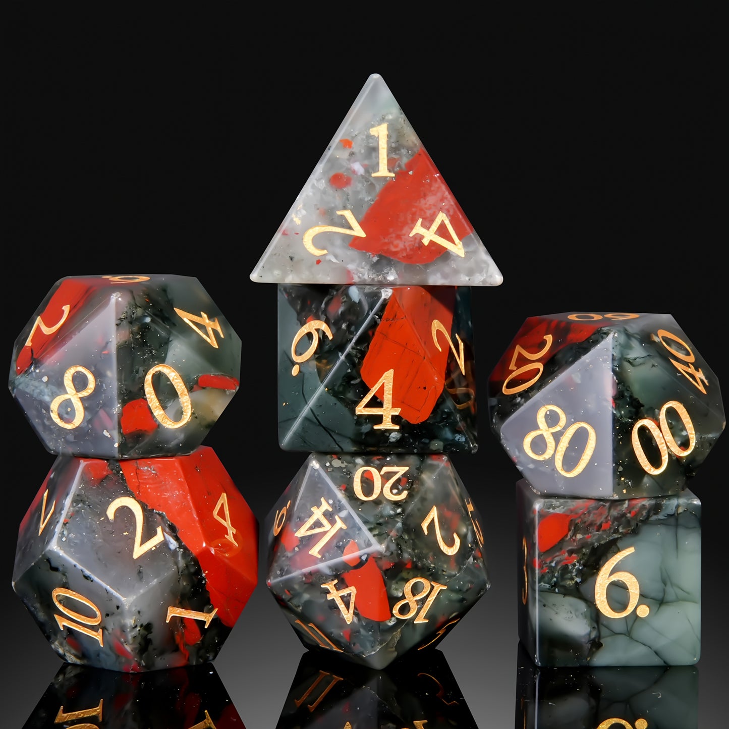 Bloodstone - Gemstone Dice Set