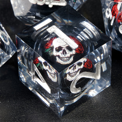 Liquid Core Dice Set - Skull With Roses