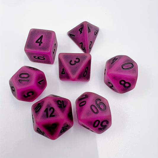 Glow In The Dark Dice Set - Ancient Pink