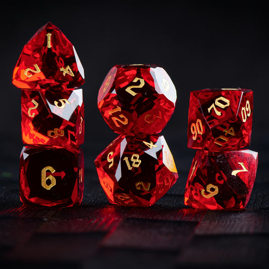 Multi-Faceted Red Glass - Glass Dice Set