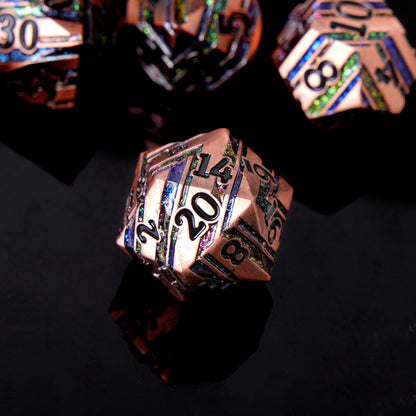 Metal Dice Set - Strata -  Bronze Rainbow