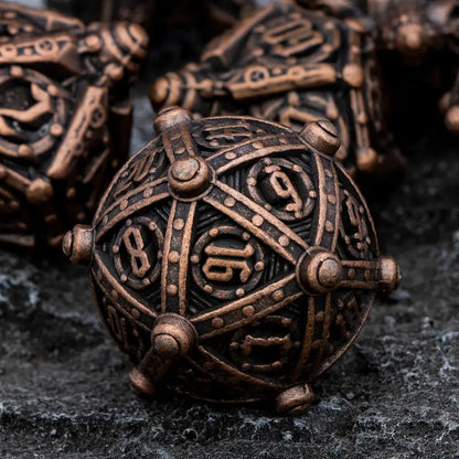 Metal Dice Set - Naval Mines - Antique Copper