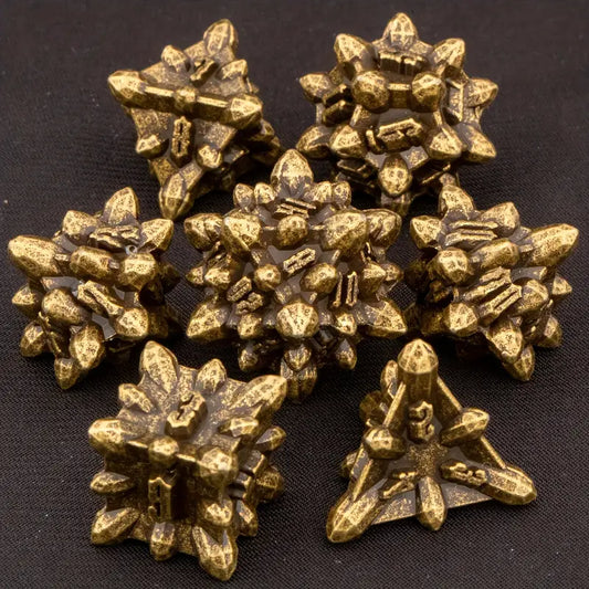 Metal Dice Set - Crystal Formations Ancient Bronze