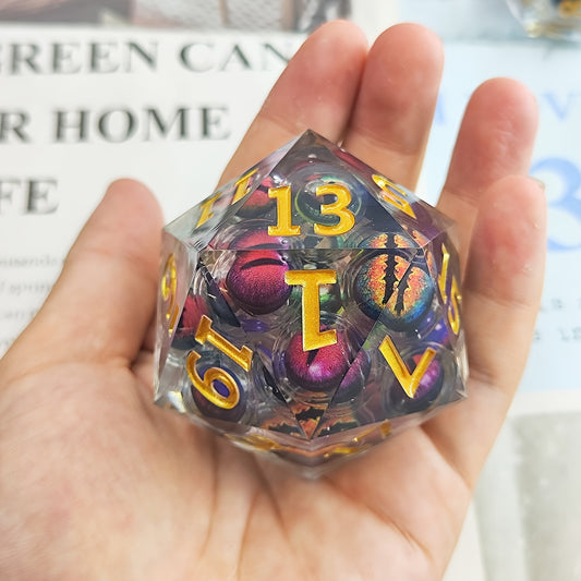 55mm D20 Chonk Liquid Core - Multi Moving Eyes Transparent