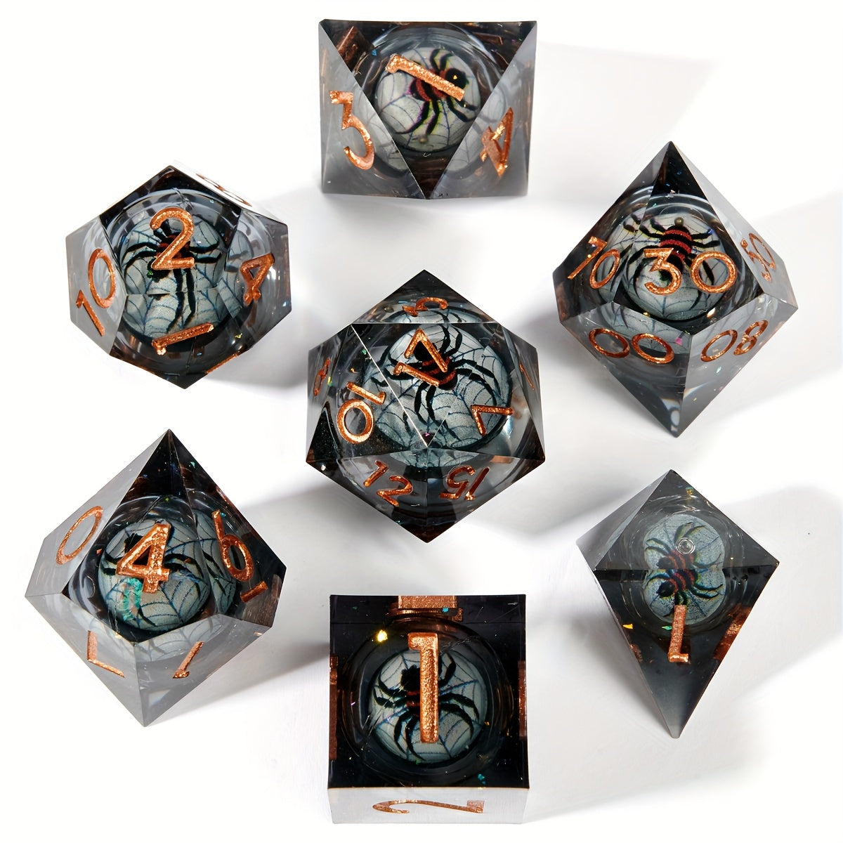 Liquid Core Dice Set - Black Spider