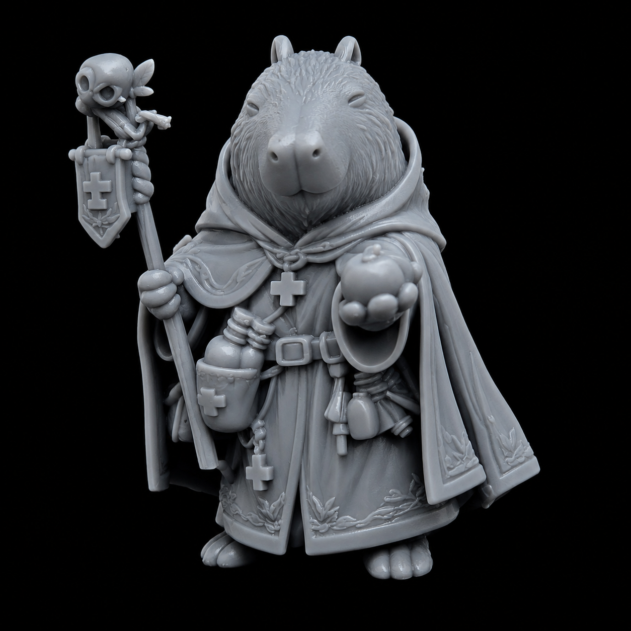 Capybara Healer Offering an Orange Oversized Miniature
