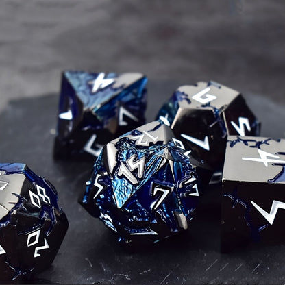 Metal Dice Set - Blue Dagonite Ore