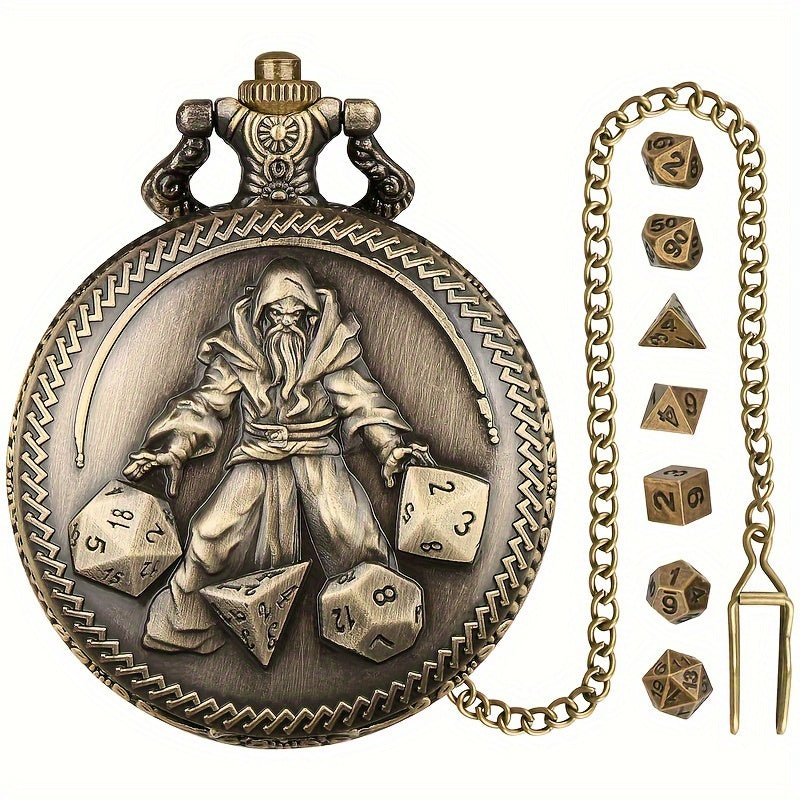 Mini Metal Dice Set With Pocket Watch Case - Mage