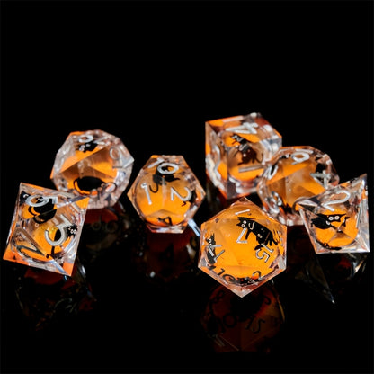 Liquid Core Dice Set - Kitty Sparkles Orange