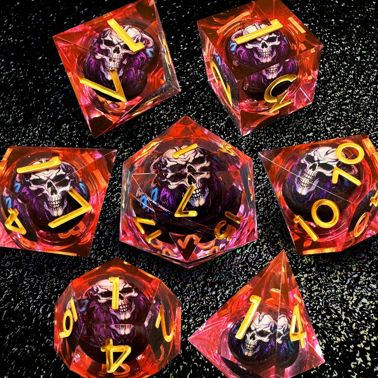 Liquid Core Dice Set - Skull Red