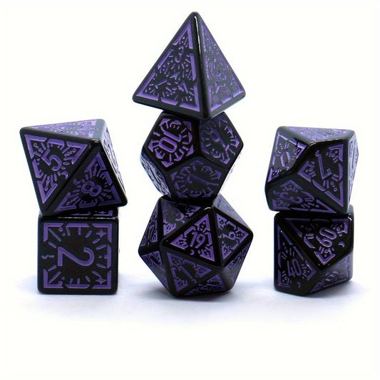 Enchanted Rune Dice Set - Black Purple