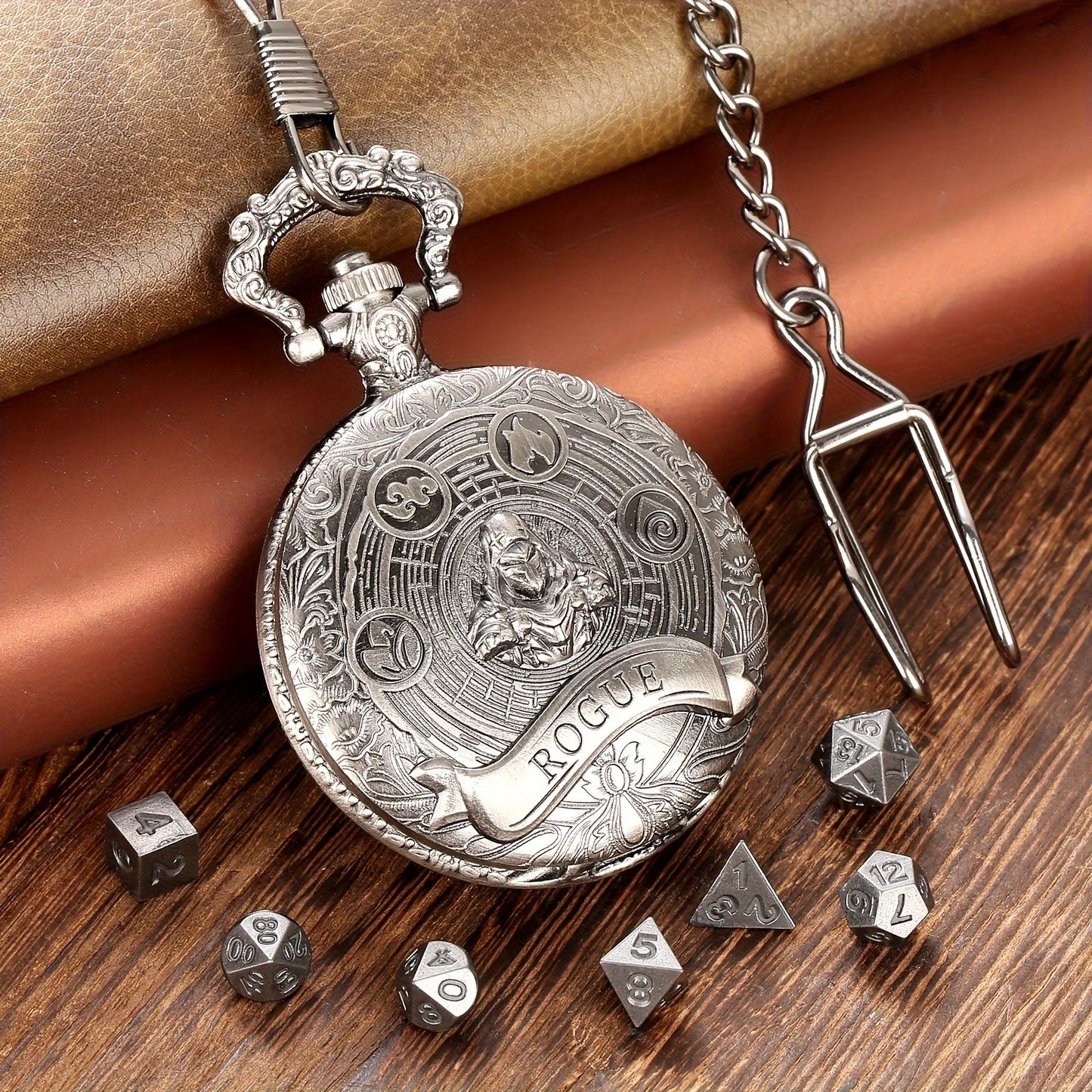 Mini Metal Dice Set With Pocket Watch Case - Rogue