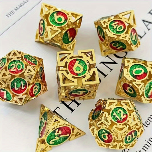 Metal Dice Set - Hollow Quiver's Quest - Red/Green Gold