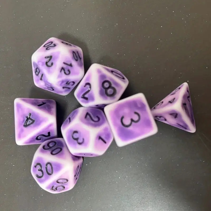 D20 Polyhedral 7 Piece Dice Set - Ancient - Purple