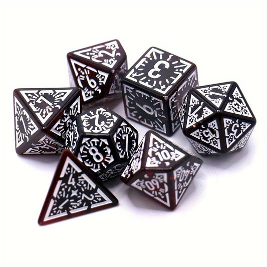 Enchanted Rune Dice Set - Translucent Red+White