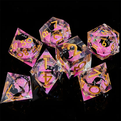 Liquid Core Dice Set - Kitty Sparkles Pink