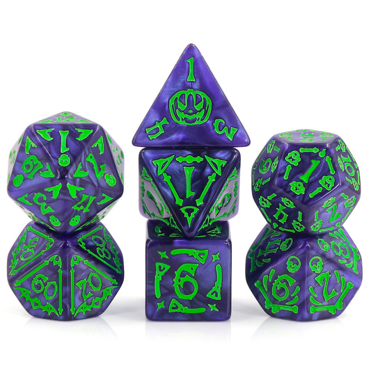 Ghastly Aurora Dice Set - Purple / Green