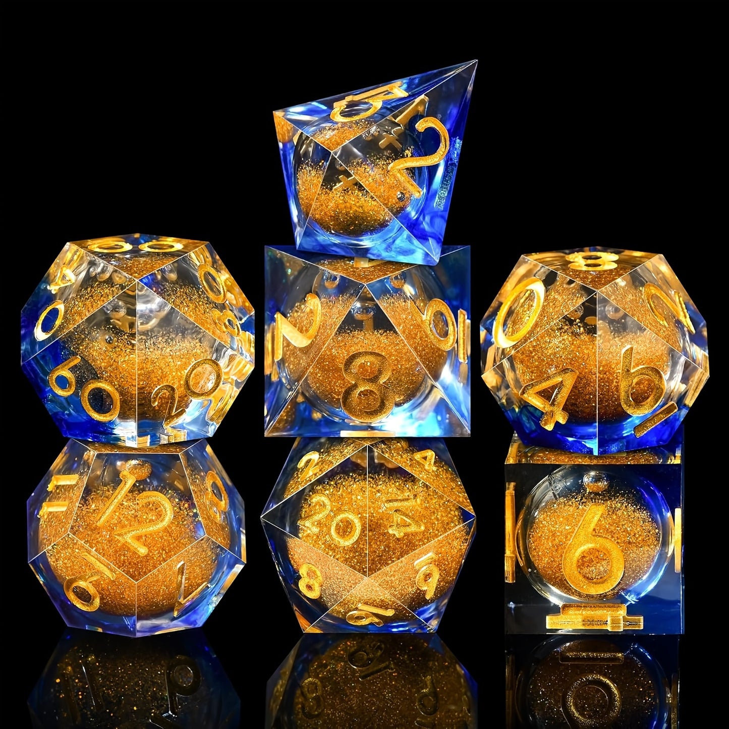 Liquid Core Dice Set - Sandstorm Sapphire