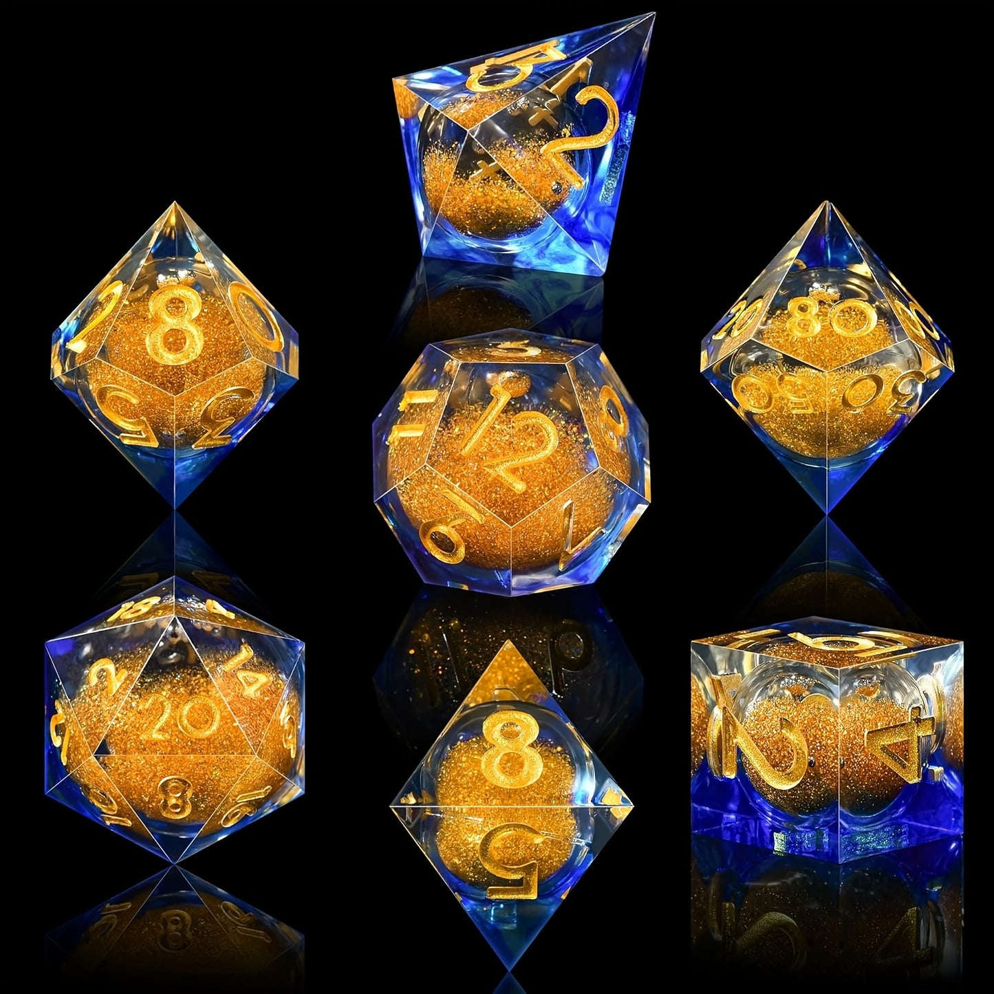 Liquid Core Dice Set - Sandstorm Sapphire