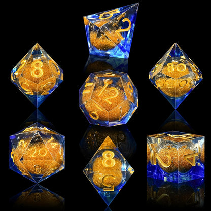 Liquid Core Dice Set - Sandstorm Sapphire