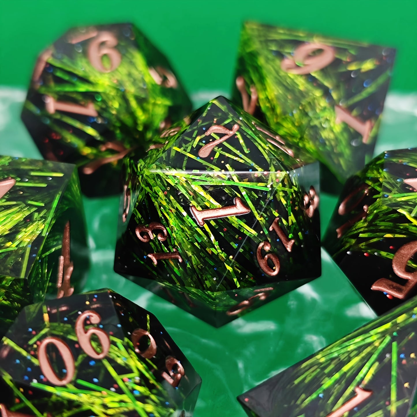 Resin Dice Set - Funfetti Green