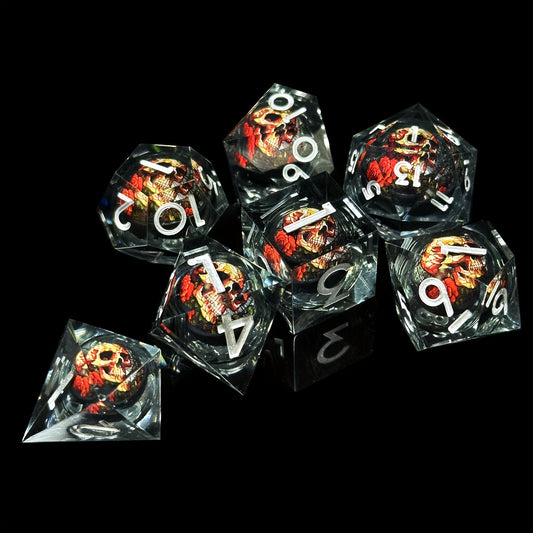 Liquid Core Dice Set - Skull Black