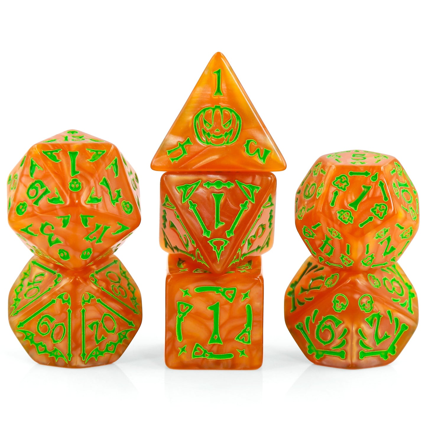 Ghastly Aurora Dice Set - Orange / Green