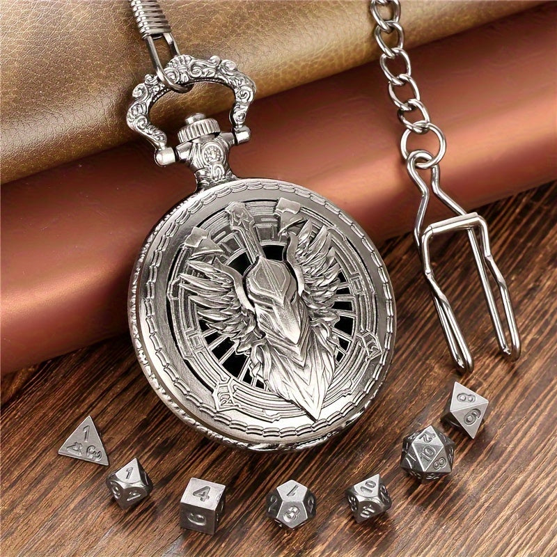 Mini Metal Dice Set With Pocket Watch Case - Paladin