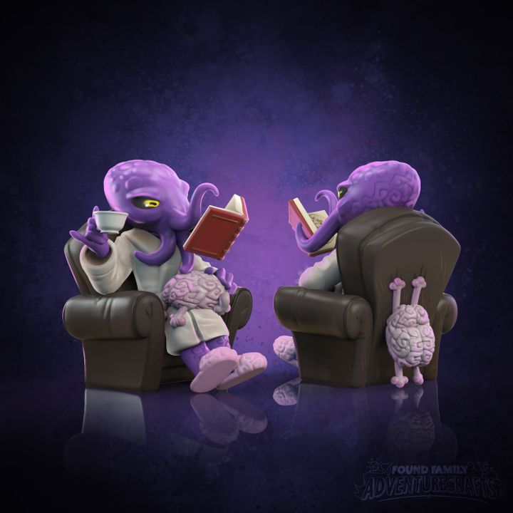 Cozy Mind Flayer Tea Time with Intellect Devourers Oversized Miniature