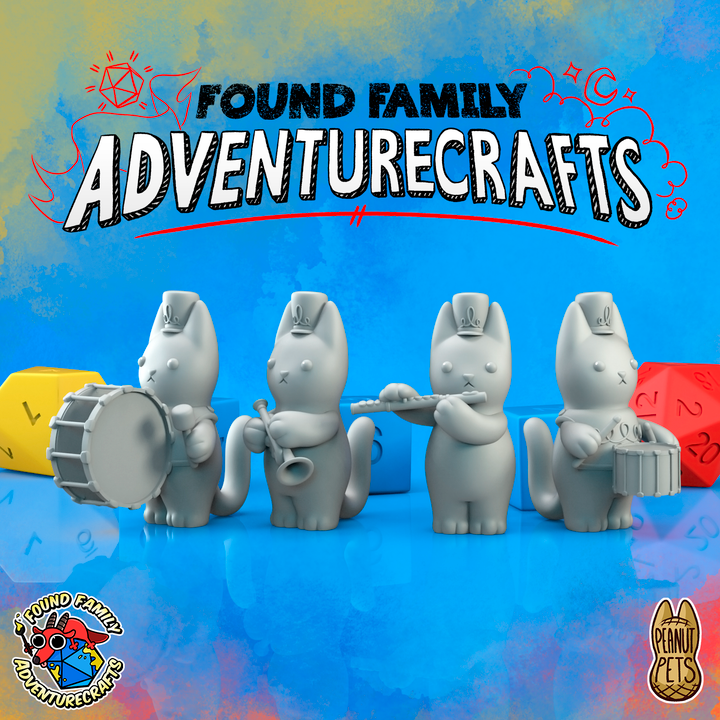 Peanut Cats - Marching Band - Whimsical Feline Miniatures