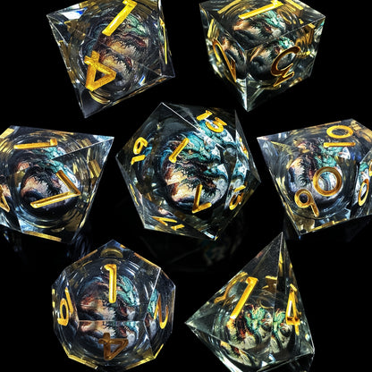 Liquid Core Dice Set - Dragon Black / Green