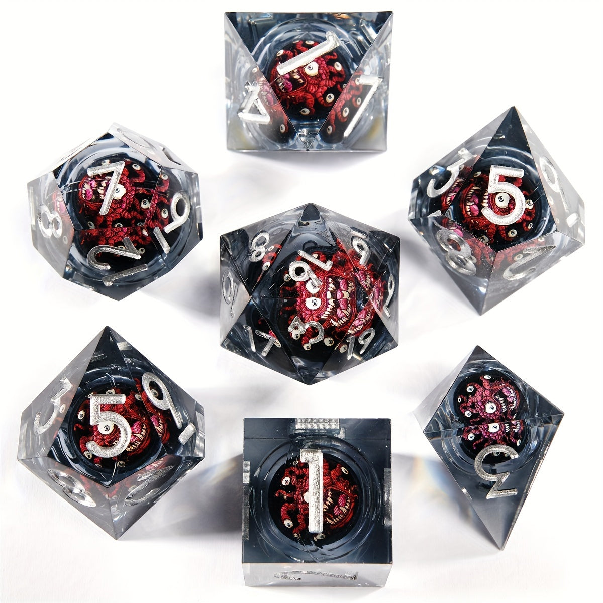 Liquid Core Dice Set - Beholder - Black Red