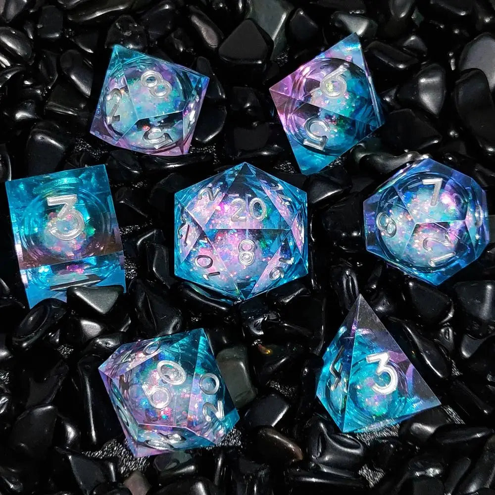 Liquid Core Dice Set - Quicksand Blue / Pink