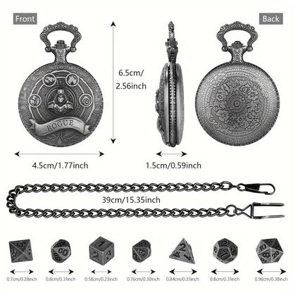 Mini Metal Dice Set With Pocket Watch Case - Rogue