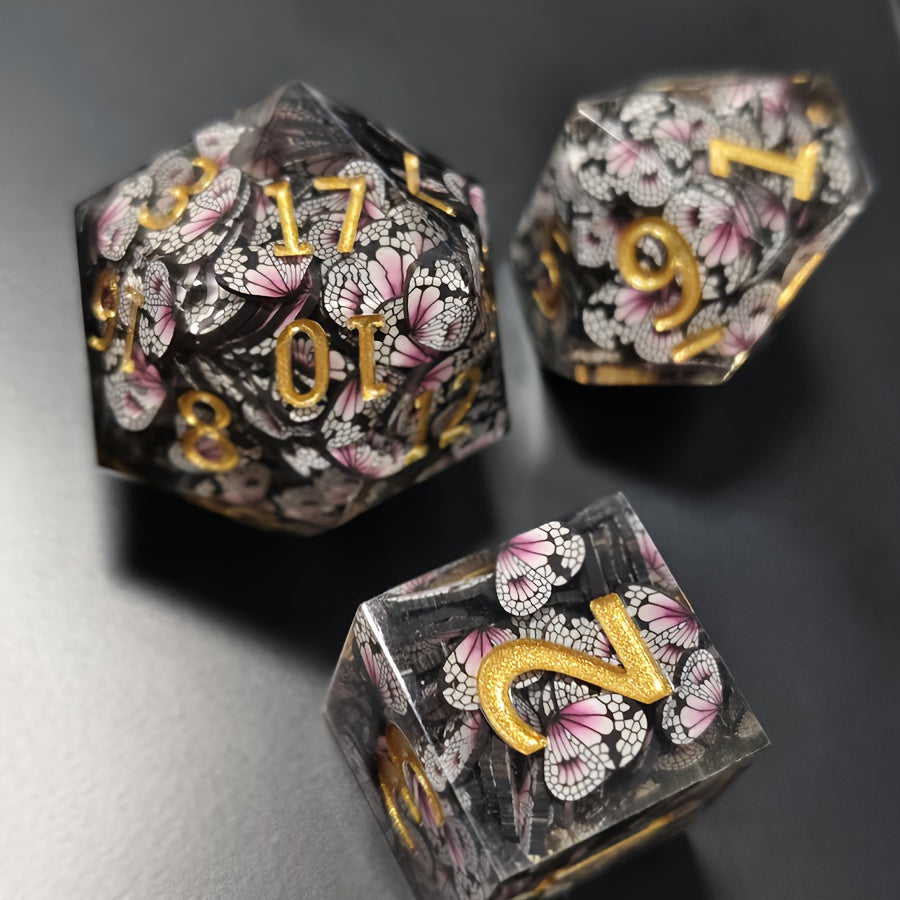 Pink Butterfly - Resin Dice Set