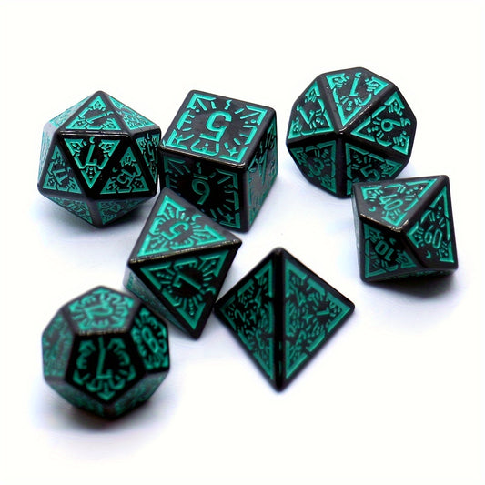 Enchanted Rune Dice Set - Black / Green