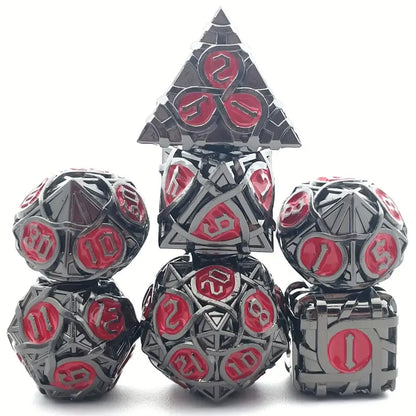 Metal Dice Set - Endless Ribbon - Black Nickel Red