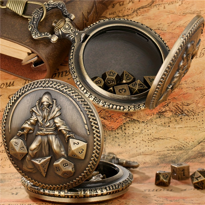 Mini Metal Dice Set With Pocket Watch Case - Mage