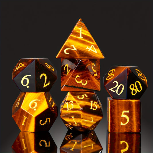 Tiger Eye - Gemstone Dice Set