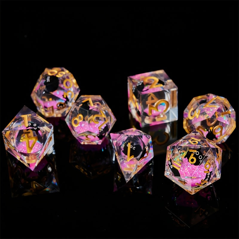 Liquid Core Dice Set - Kitty Sparkles Pink