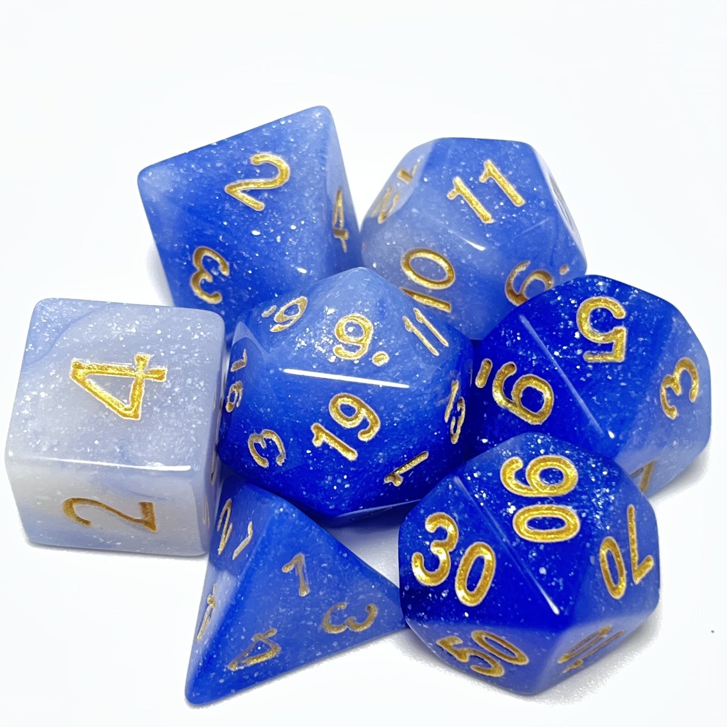 Marble Dice Set - Starry Blue And White