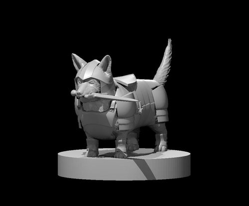 Achilles the Corgi Paladin miniature