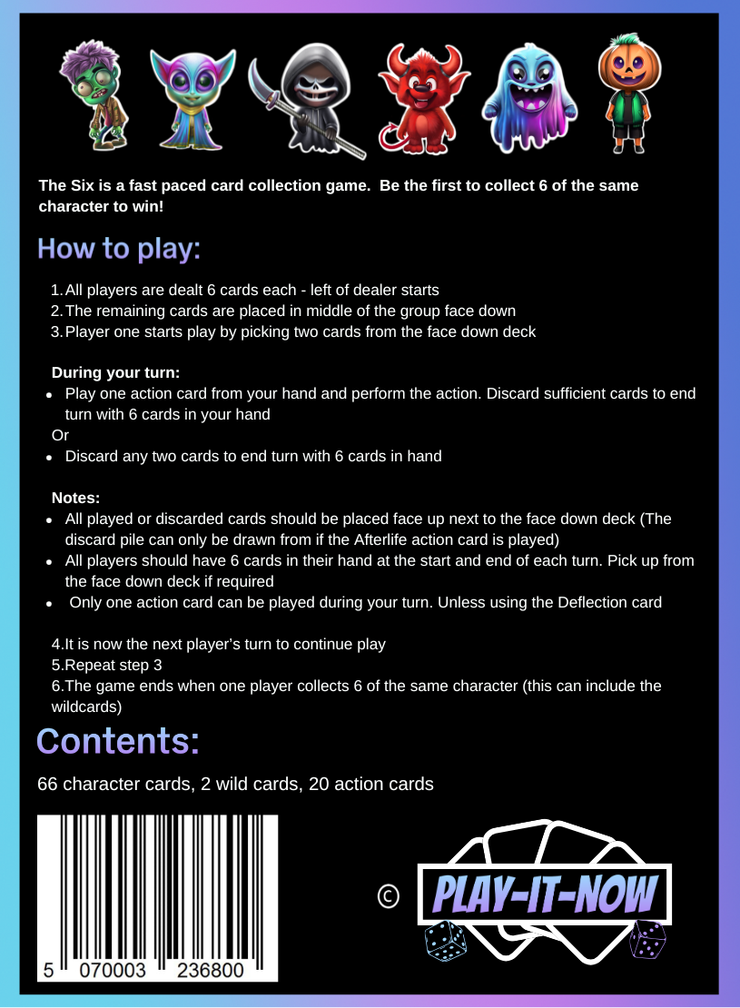 The Six - Edition One - Card Game