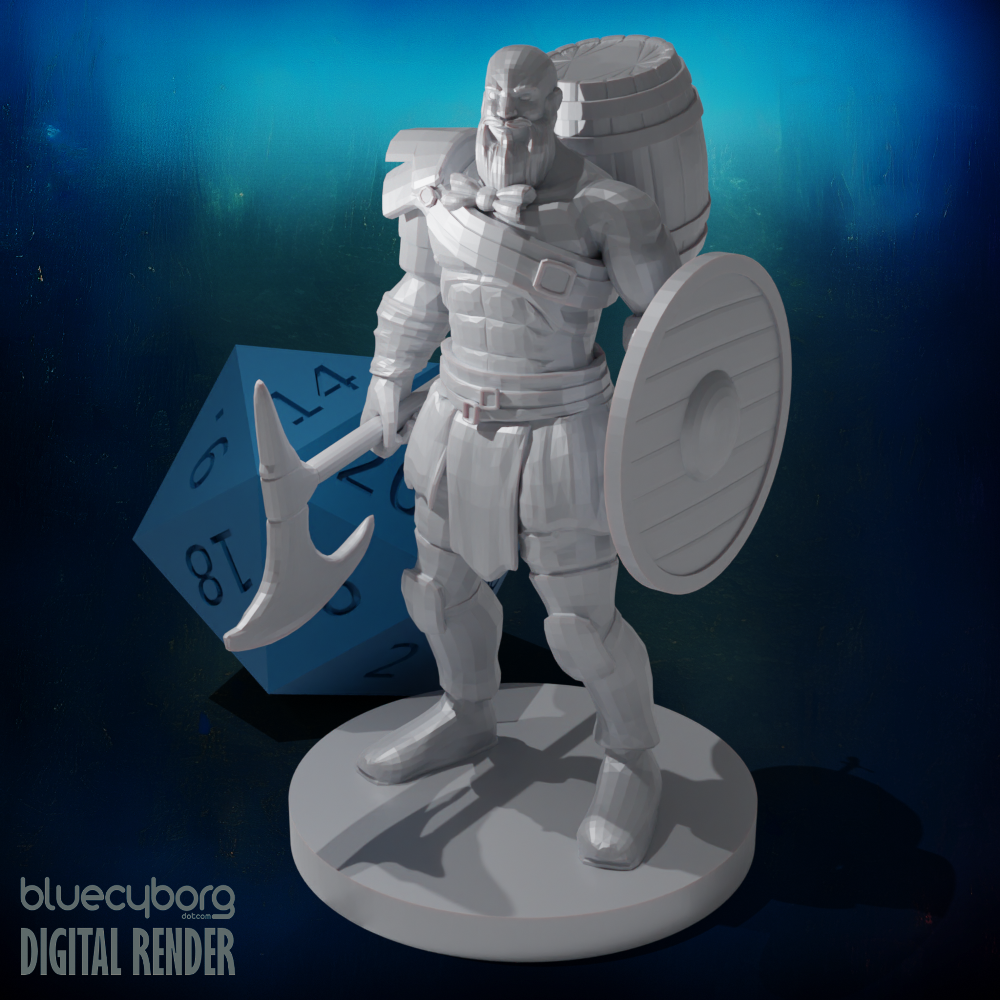 Barbarian with Beer Barrel on his Back 28mm Scale Miniature