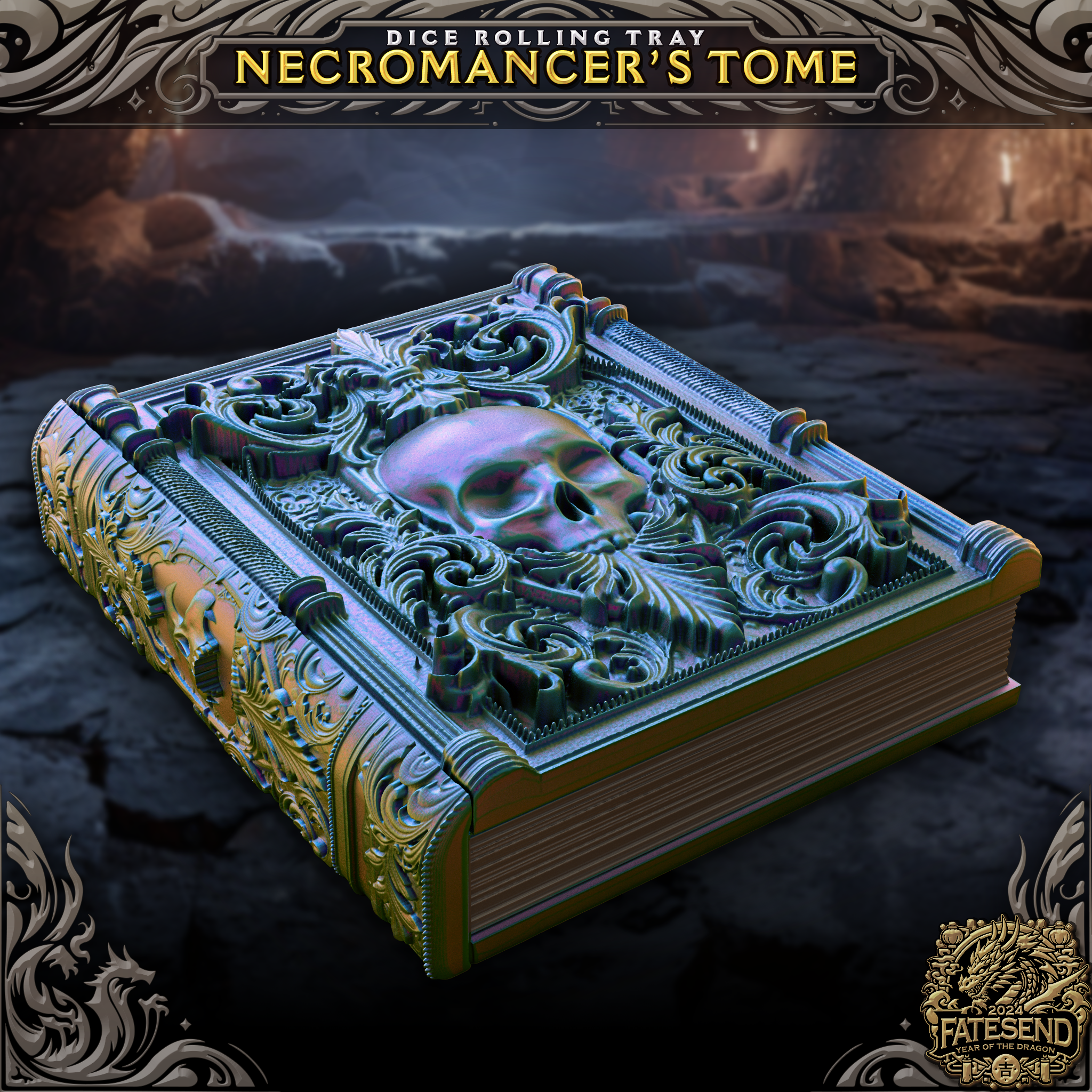 Necromancer Tome - Storage / Roll Tray / Dice Tower