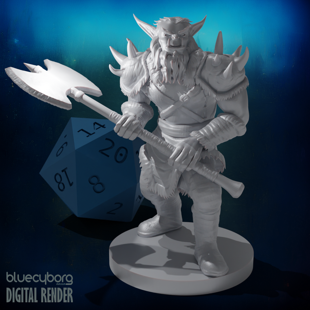 Bugbear Barbarian 28mm Scale Miniature for D&D, Shapeways, Pathfinder ...