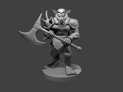 Bugbear with Axe 28mm scale miniature