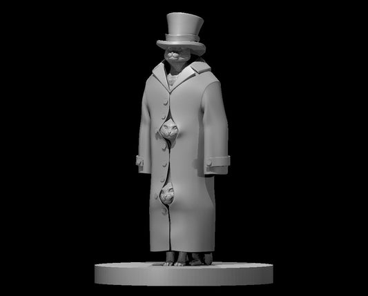 Three Cats in a Trench Coat 28mm Scale Miniature