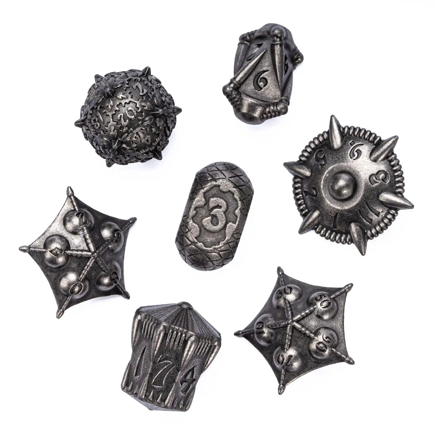 Metal Dice Set - Dragon - Silver