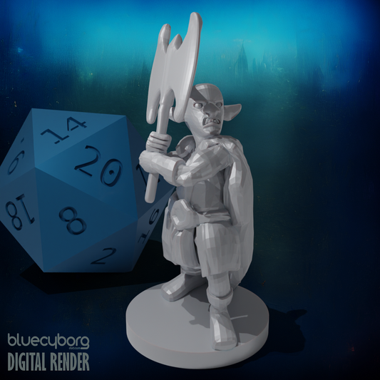 Deep Gnome Axe Barbarian 28mm Scale Miniature